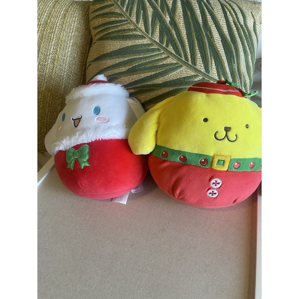 2 Squishmallows Christmas Sanrio Pompompurin & Cinnamoroll NEW 8 inch Elves